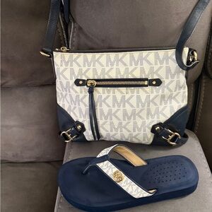 Michael Kors Cream and Navy Crossbody Bag